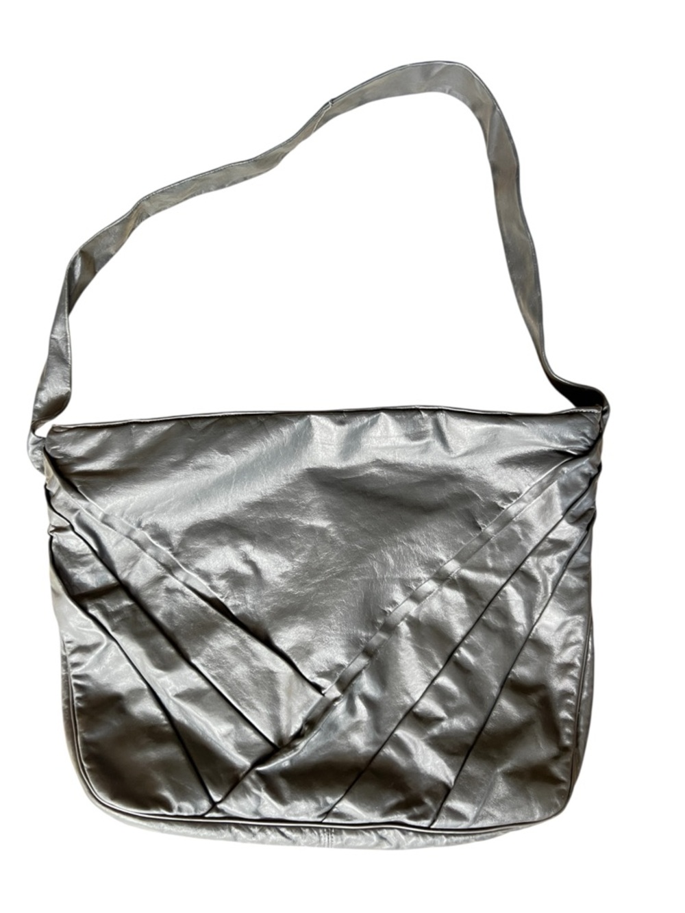 VTG Margolin Charcoal Gray Leather Laptop Tote Shoulder Bag Folded Pleat Detail - Picture 2 of 15
